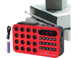 Radio portátil AM/FM con energía solar a batería, reproductor portátil clásico con sonido estéreo nítido para uso en mesa y garaje.