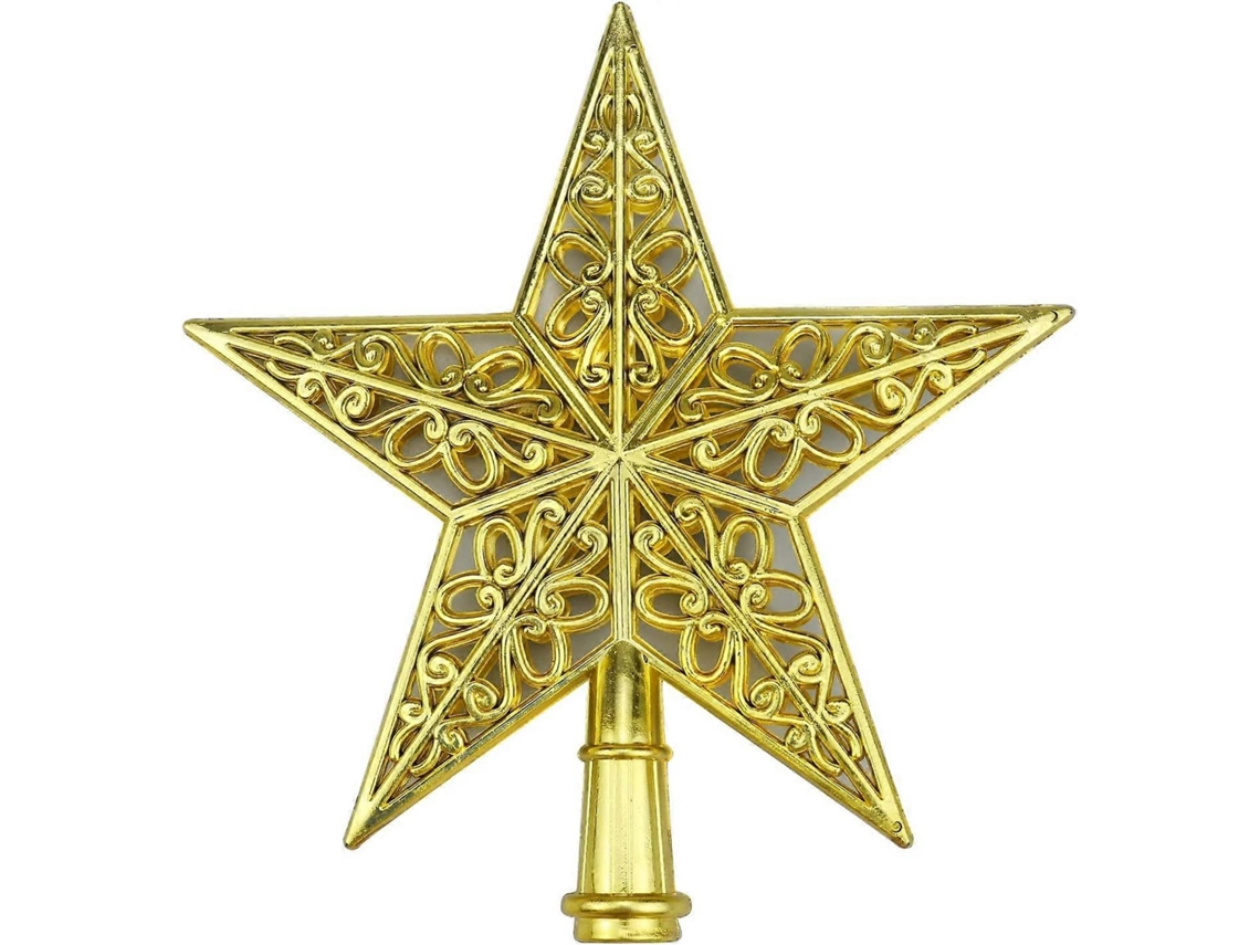 Rebe-copa De Árbol De Navidad Estrella Hueca Dorada Decoración Para Hogares Oficinas Centros Comerciales Talla Universal 20 Cm