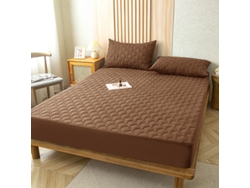 Protector De Colchón Impermeable Czhhmart (sábana Bajera Ajustable) 150 Cm X 200 Cm (con Dos Fundas De Almohada) Marrón