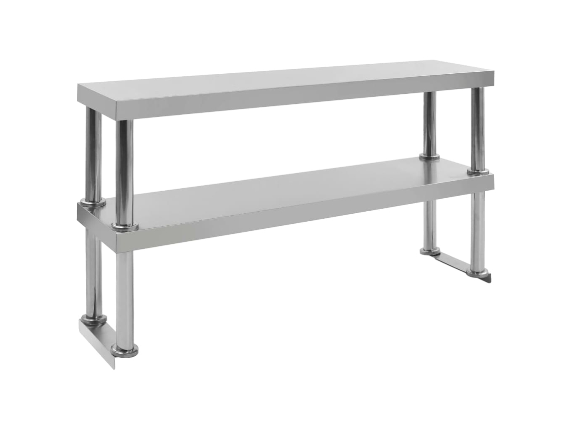 Elementos. 2 estantes para mesa de trabajo 120x30x65cm acero inoxidable DKD HOME DECOR