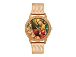 Reloj De Pulsera Unisex De Moda Sencilla Con Brazalete De Malla De Acero Color Oro Rosa.