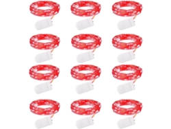 Paquete Con 12 Luces De Hada Led Por Batería 6 5 Pies 20led Hilo Plateado Impermeable Para Artesanía Haz Tú Fiesta De Navidad Gusshious Rojo