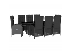 Maison Exclusive - Set De Comedor De Jardín 9 Pzas Y Cojines Ratán Sintético Negro
