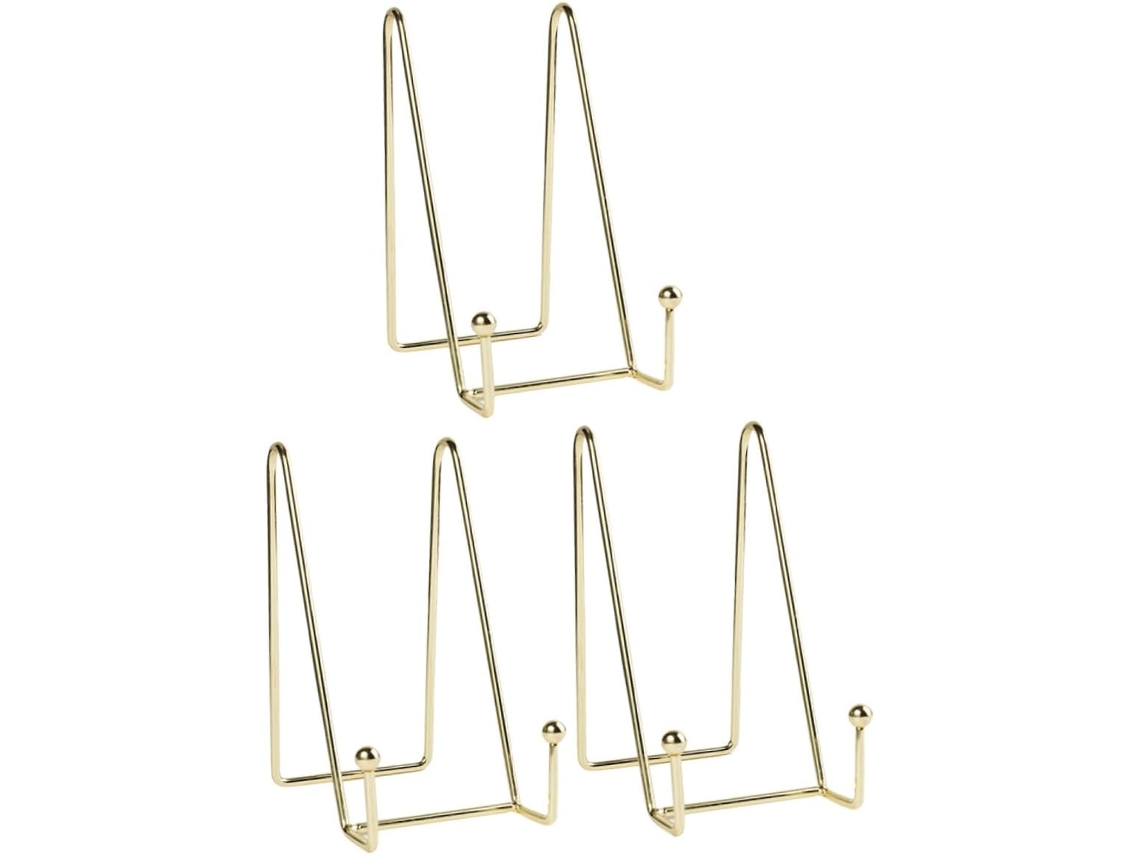 Soporte Grande De Hierro Forjado Dorado Para Marcos De Fotos, Juego De 3 Soportes Para Platos.