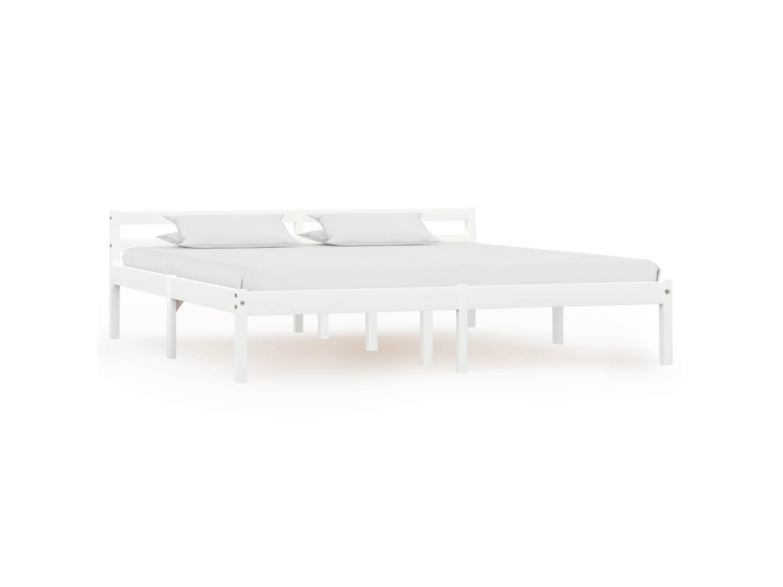 Estructura De Cama Sin Colchón Madera De Pino Blanco 160x200 Cm