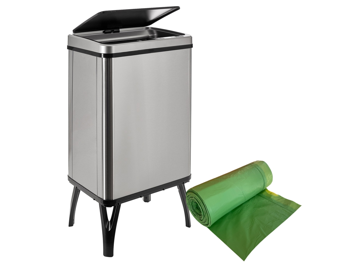 Cubo de basura inteligente Well Home de 40L gris con rollo de 30 bolsas de basura WELLHOME