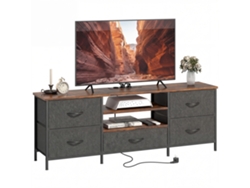 Suporte Tv 140cm 65'' Estação Carregamento 5 Gavetas Marrom
