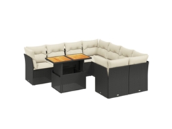 Maison Exclusive - Set De Sofás De Jardín 8 Piezas Y Cojines Ratán Sintético Negro