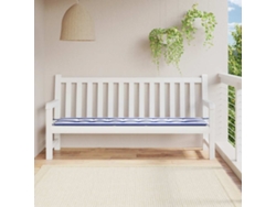 Cojín grande para banco de jardín, 200x50x4 cm, tejido a rayas azules y blancas, HARLANV1