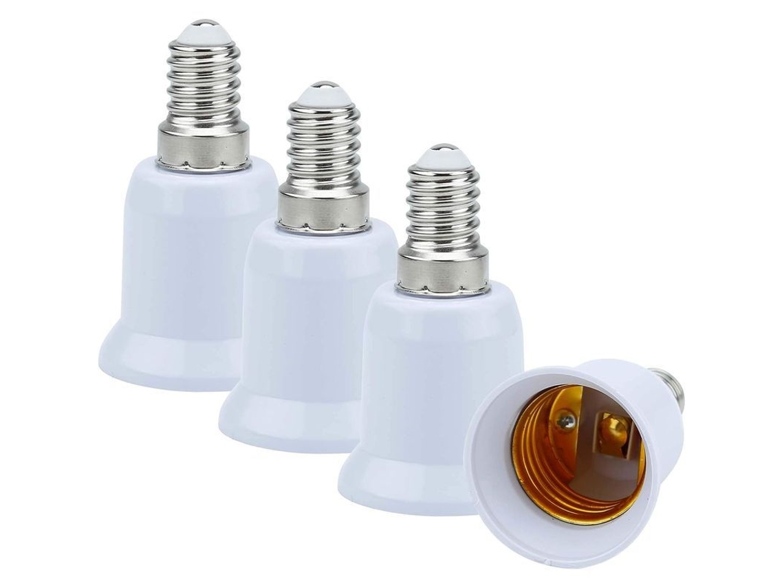 2026altiro-adaptador De Portalámparas E14 A E27 Blanco - Juego De 4 Unidades Para Bombillas Led, Halógenas Y De Bajo Consumo.