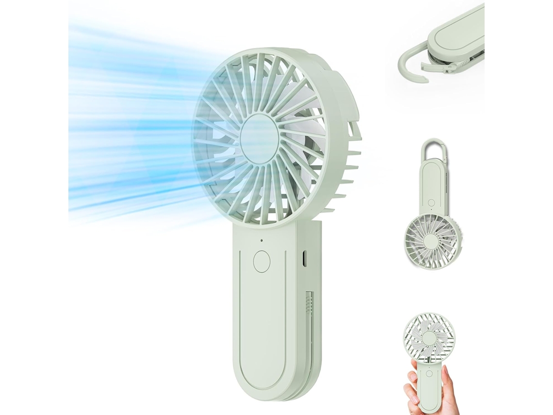 Mini Ventilador Portátil, Gancho Telescópico Del Ventilador Usb, Ventilador Pequeño De 3 Velocidades, Verde Interior Al Aire Libre