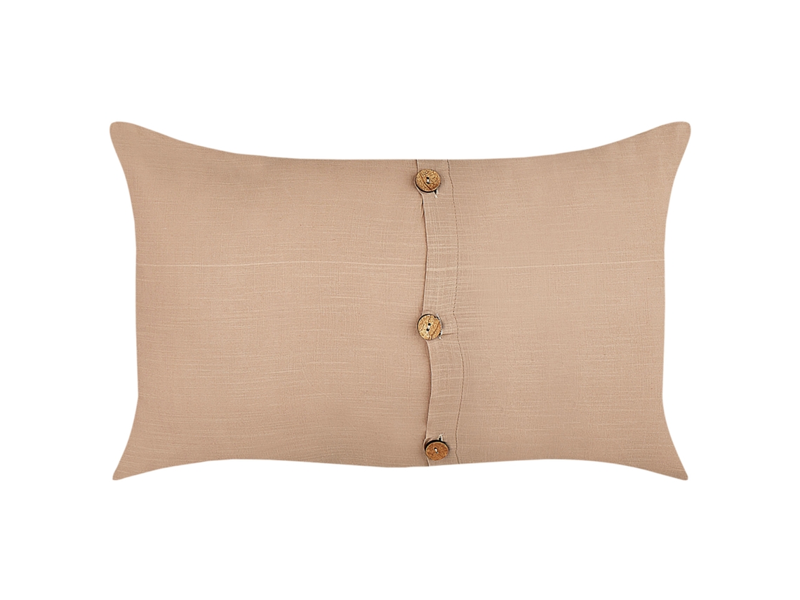 Cojines con botones decorativos BELIANI Banori de Lino, Algodón Beige 50x30x8