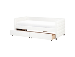 Cama Com 2 Gavetas Beliani Marray Ii De Veludo Branco 90x200