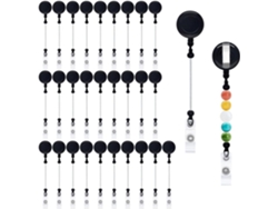 Kit De 30 Piezas De Enrollador De Insignias Retráctil Con Cuentas Y Carretes En Blanco.