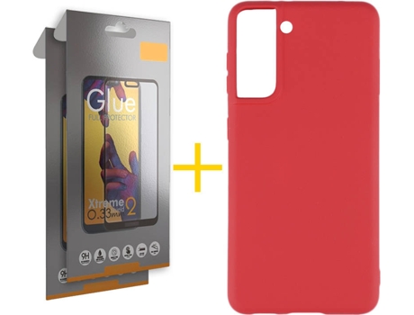 Kit Funda + 2 Protectores de Pantalla Samsung Galaxy S21 + Plus SKYHE Full (Rojo)