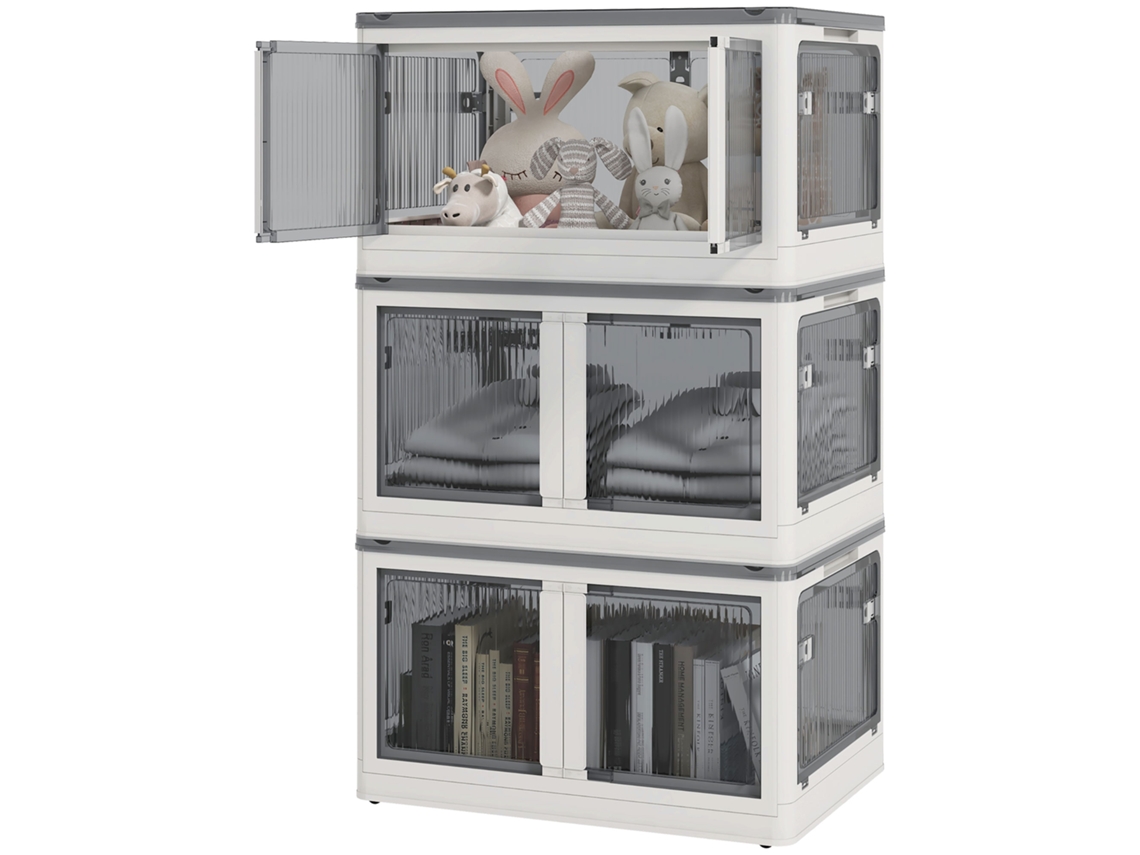 Caja Almacenamiento Plegable Ruedas Set 3 60x42x34cm Blanca