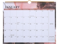 Calendario de pared de 18 pulgadas con encuadernación en espiral y metal.