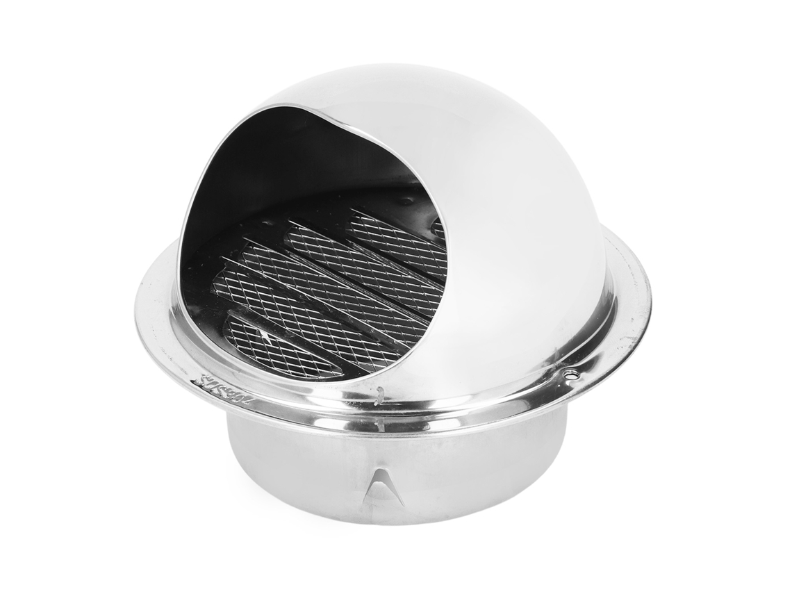 Rejilla de ventilación redonda de acero inoxidable de 150 mm con malla fina.