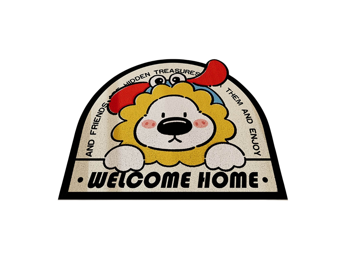 Felpudo Con Diseño De Oso Adorable, Antideslizante, De Pvc Lavable, Para La Entrada De Casa, Amarillo, 40x60cm