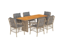 Maison Exclusive - Set Comedor De Jardín 7 Pzas Con Cojines Ratán Sintético Beige
