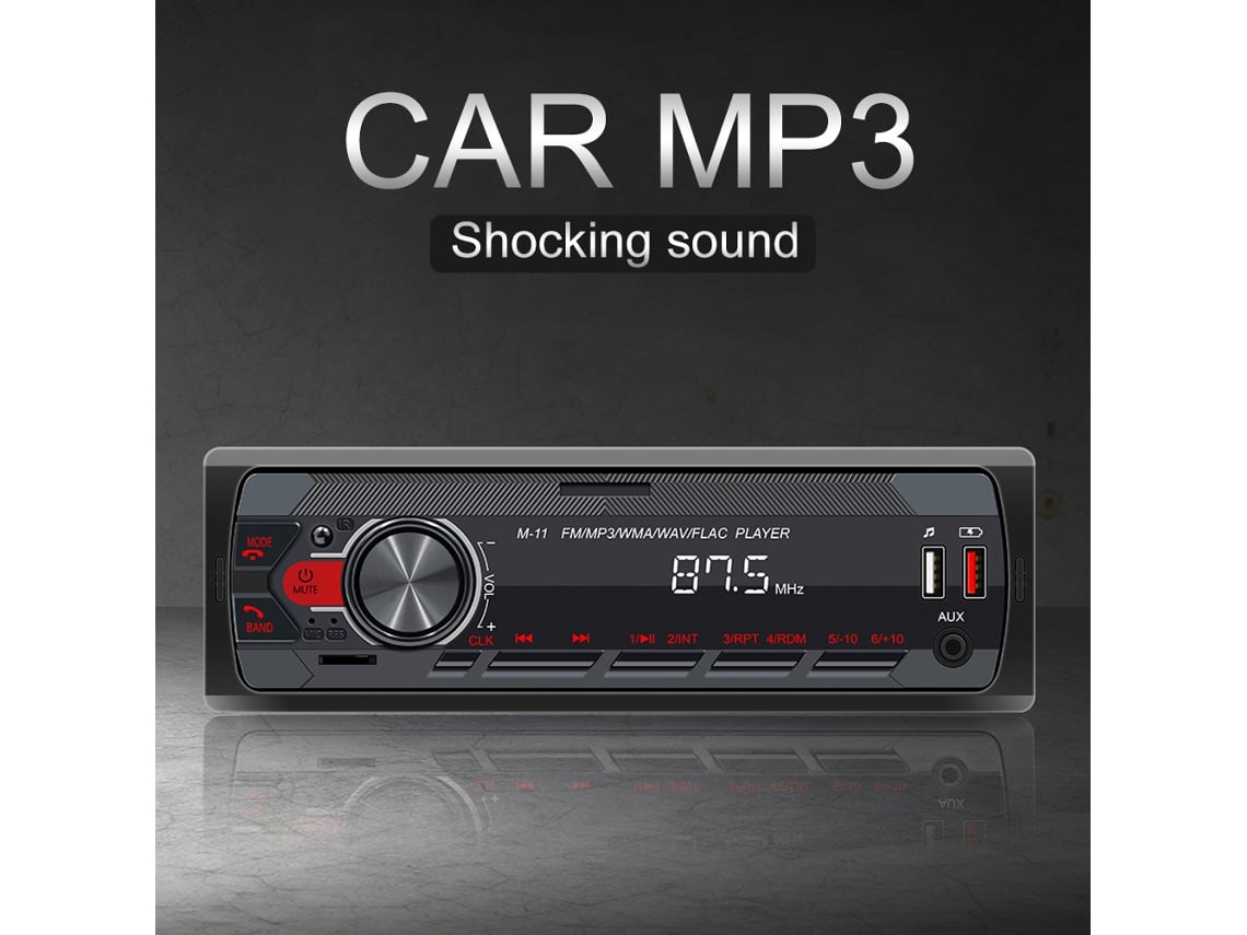 Radio de coche Reproductor estéreo compatible con Bluetooth Aux In Dash Mp3 1  Din