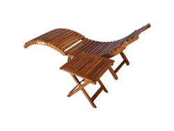 Maison Exclusive - Espreguiçadeira De Jardim Com Mesa E Almofadão Acácia Maciça
