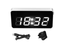 Reloj de escritorio digital Baok con espejo iluminado por LED, calendario perpetuo, alarma para el hogar y la oficina, enchufe británico.