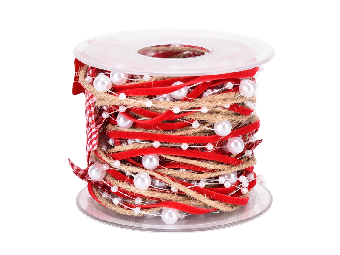 Fita de Natal 3.0cm Vermelha Branca Diy Embalagem Presentes Festas Casamentos 5m
