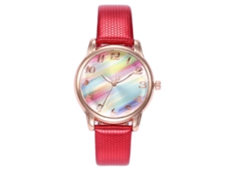 Reloj De Pulsera Vansvar Para Mujer Con Correa De Poliuretano Y Esfera Roja Degradada.