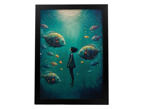NACNIC Poster Amigos Acuáticos En Estilo Surrealismo Cinematográfico Ilustraciones Y Grabados De Historieta Abstracta Y Artística A4 Marcos Blancos