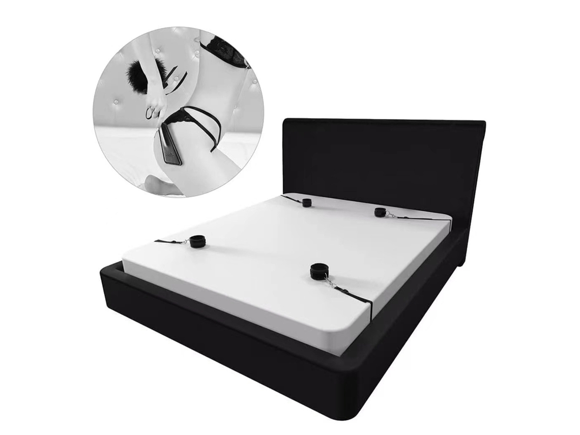Juego De 3 Piezas Para Adultos: Esposas, Grilletes, Venda Ocular Y Pluma Para Cama Sm