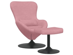 Sillón Egg con otomana de terciopelo rosa EXCLUSIVO DE MAISON