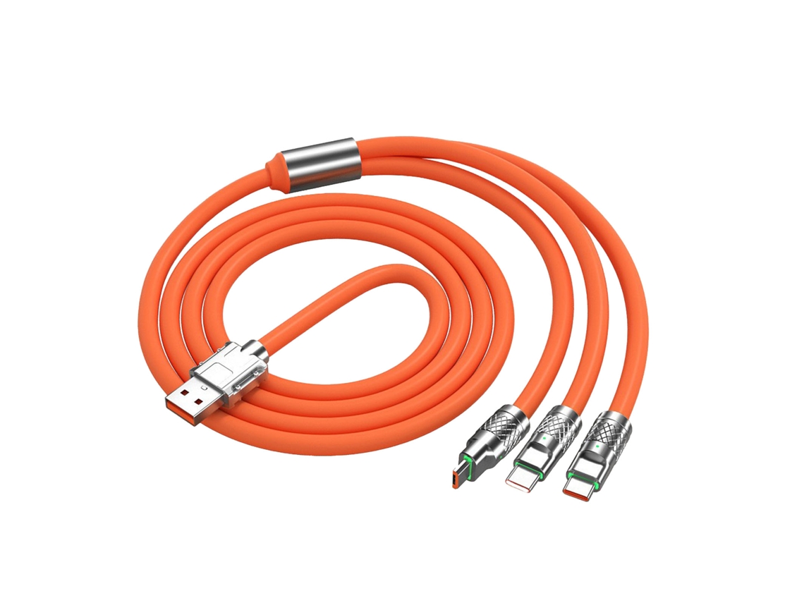 Cable De Carga 3 En 1 De 120 W Y 1,2 M (3,94 Pies) Universal Para Teléfonos Móviles Ios Y Android Con Puerto Tipo C.