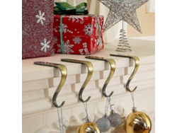 Omni-portadores De Medias De Navidad De Metal Gancho Para Chimenea (2 Piezas) Oro