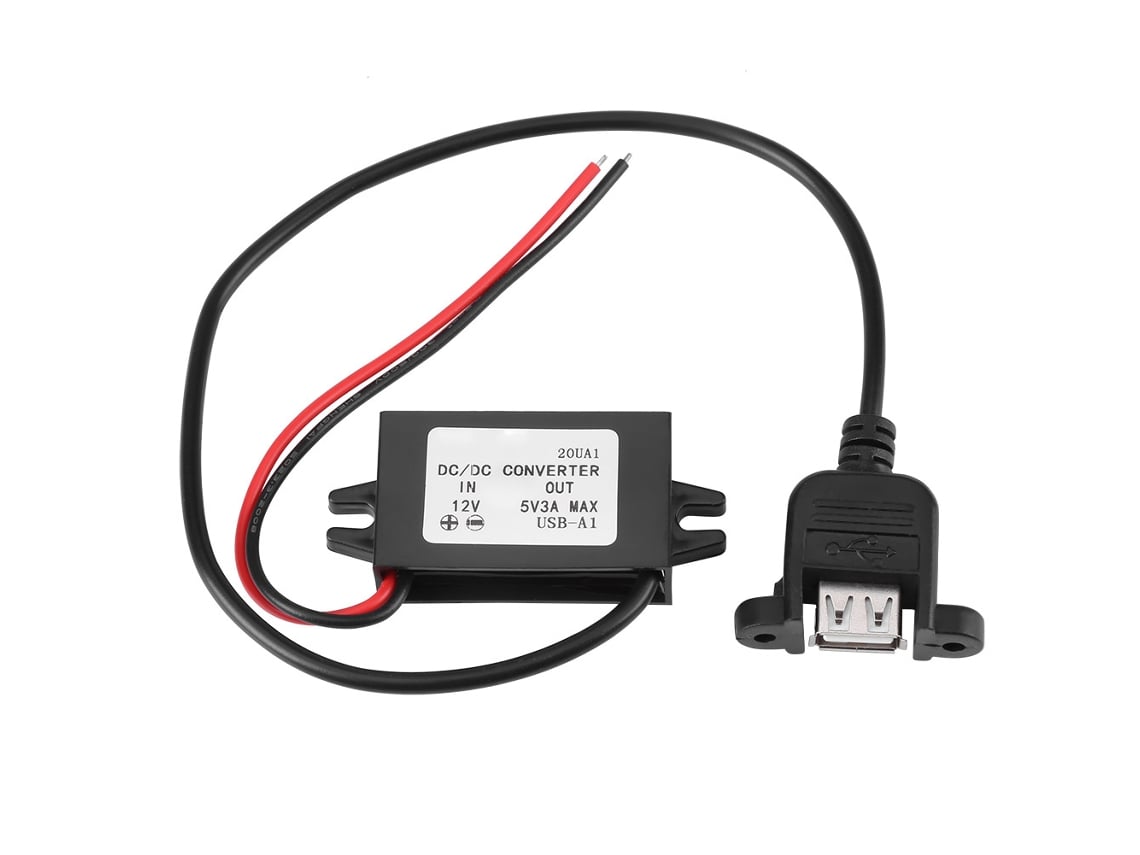 Convertidor Reductor Dc 12v Para 5v 3a 15w Regulador Com Usb De Painel Montado Fêmea Para Carro