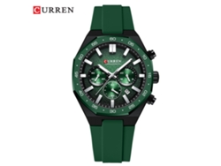 (reloj Masculino Con Cinta Verde, Caja Y Esfera En Verde) Reloj Masculino, Resistente Al Agua, Con Calendario, Reloj De Cuarzo Con Seis Agujas