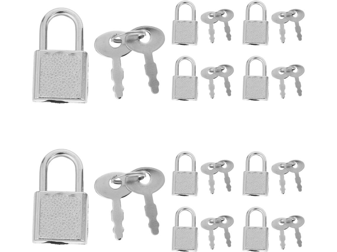 Candados Candado 10 Miniatura Metal Plateado Llave Cofre