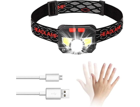 Linterna frontal LED, luces USB recargables, luz de 300 lm, 8 modos Ipx4 a prueba de agua, 30 horas continuas, pesca, camping (negro) YIZHOOD