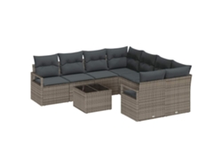 Maison Exclusive - Juego De Sofá Con Cojín 9 Pcs Gris Ratán Sintético