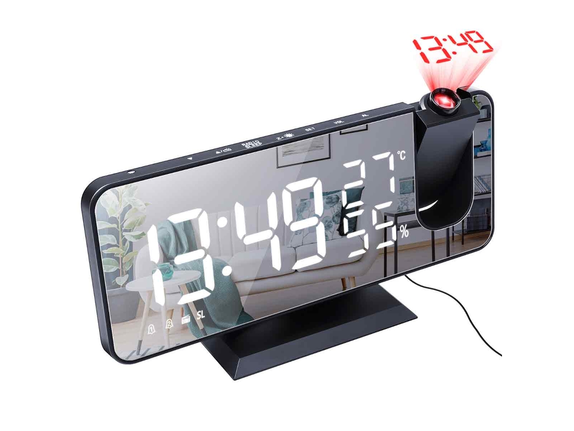 Reloj de Proyección, Radio FM, Pantalla LED, Temperatura, Humedad NEVEANCE