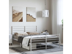 Estructura Cama Sin Colchón Con Estribo Metal Blanco 150x200 Cm
