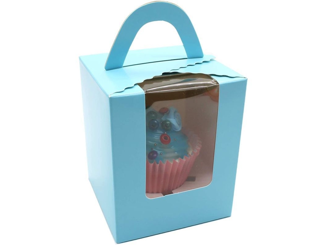 10 Cajas De Papel Kraft Para Cupcakes Con Ventana Y Asa, Cajas De Regalo Individuales Portátiles