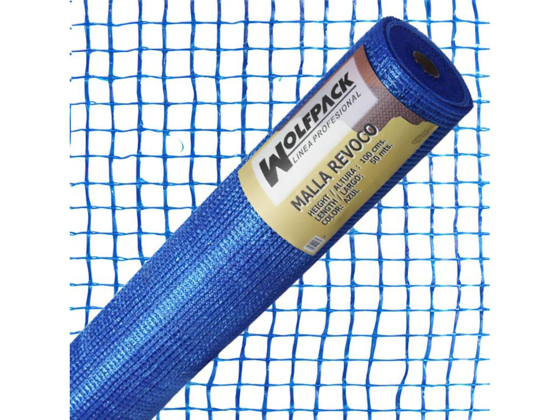 Malla Revoco Azul Rollo 50 mt. x 1 metro. Luces 10x10 mm WOLFPACK LINEA PROFESIONAL