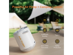 Bomba De Aire Eléctrica Inalámbrica Portátil Con Linterna Led, 5 Boquillas, 2000 Mah, Para Flotadores De Piscina Y Colchones Inflables.