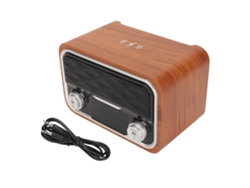 Caixa De Som Bluetooth Retro Com Relógio, Rádio Fm, Carregamento Sem Fio E Entradas Múltiplas Para Quarto