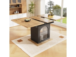 Mesa De Comedor Retráctil - En Mdf - Con Almacenaje - Negro Natural