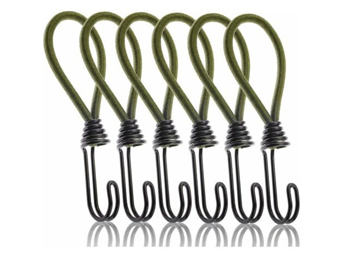6 Cordones Elásticos Ajustables Con Ganchos Para Bicicletas, Motocicletas, Coches Y Camping (15 Cm)