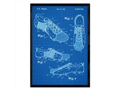 Póster NACNIC con Patente de Zapatillas de Futbol. con Diseño de Patente Antigua