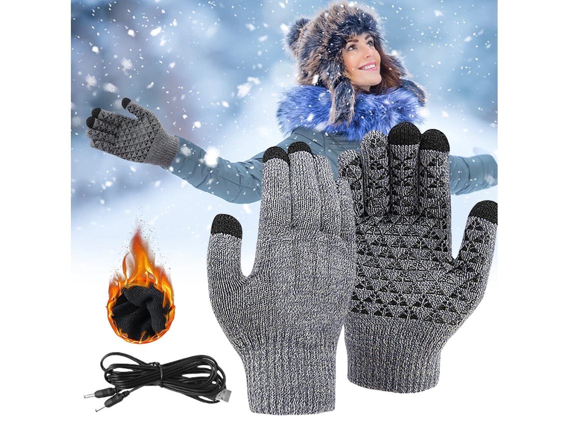 Guantes eléctricos calefactables para motocicleta, color negro, gruesos y cálidos, con calefacción USB para dedos completos, ideales para estudiar.