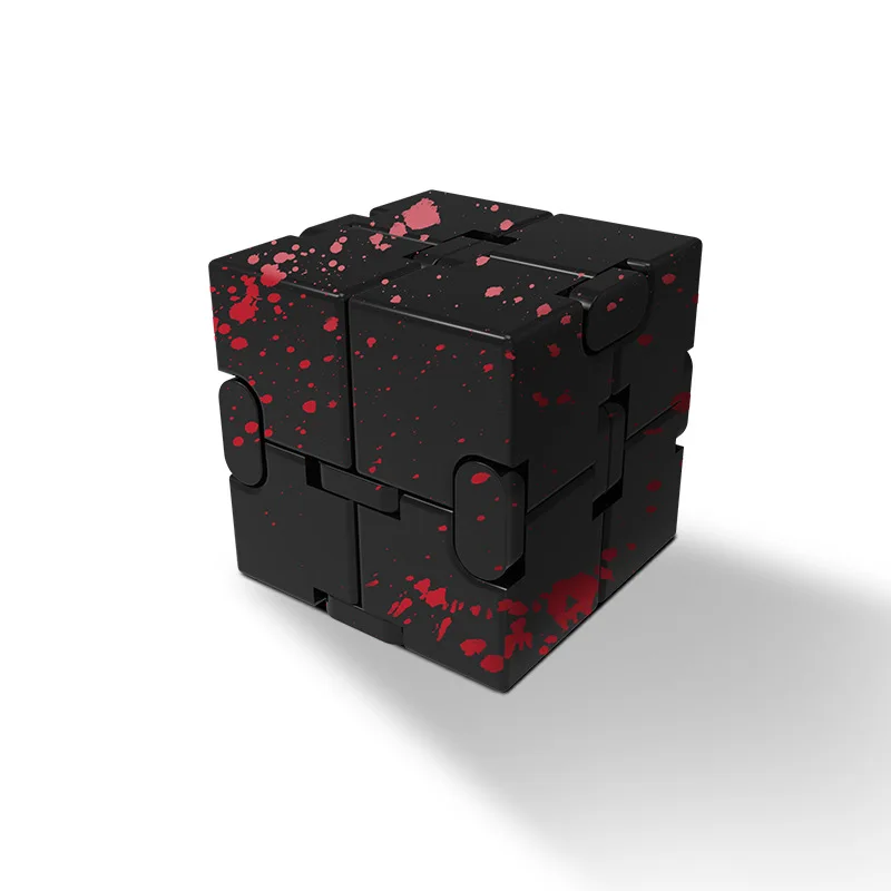 Juguete De Dedo Con Forma De Cubo Infinito (negro), Aleación De Aluminio Y Metal, Para Aliviar El Estrés.